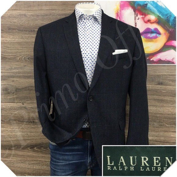 RALPH LAUREN Mens Blazer Sport Coat‎ Casual Jacket Size 46R Two Button Wool Suit